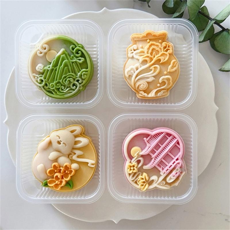 Ice Skin Pastries Mold Hand Pressed Mooncakes Mold Festival Bean Pastes Cake Molds Dessert ABS Moulds for Cooking Lover