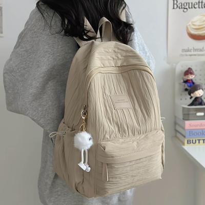 Lazy Wind Schoolbag Simple Small Fresh College Student Backpack High Value Junior High School Girls Large Capacity Backpack