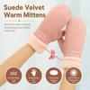 1 Pair Faux Suede Winter Gloves Plush Cuffs Faux Suede Mittens Warm Mittens  Women's Winter Wear