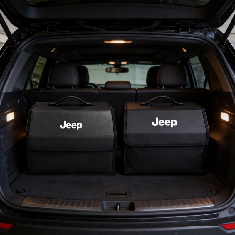 Car Trunk Organizer Box Foldable Leather Auto Storage Bag Large Capacity For Jeep Grand Cherokee Wrangler Gladiator Valve Stem AKV1