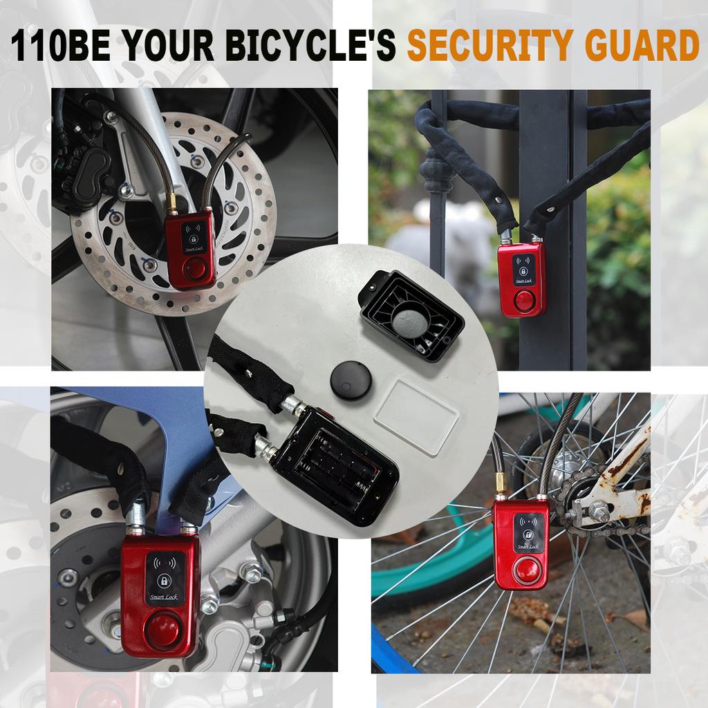 Lucchetto Intelligente Wireless Antifurto Catena in Rame Lucchetto a Catenaccio Impermeabile IP55 Catena da 80cm Allarme 110dB Biciclette/Motociclette/Monopattini Elettrici App