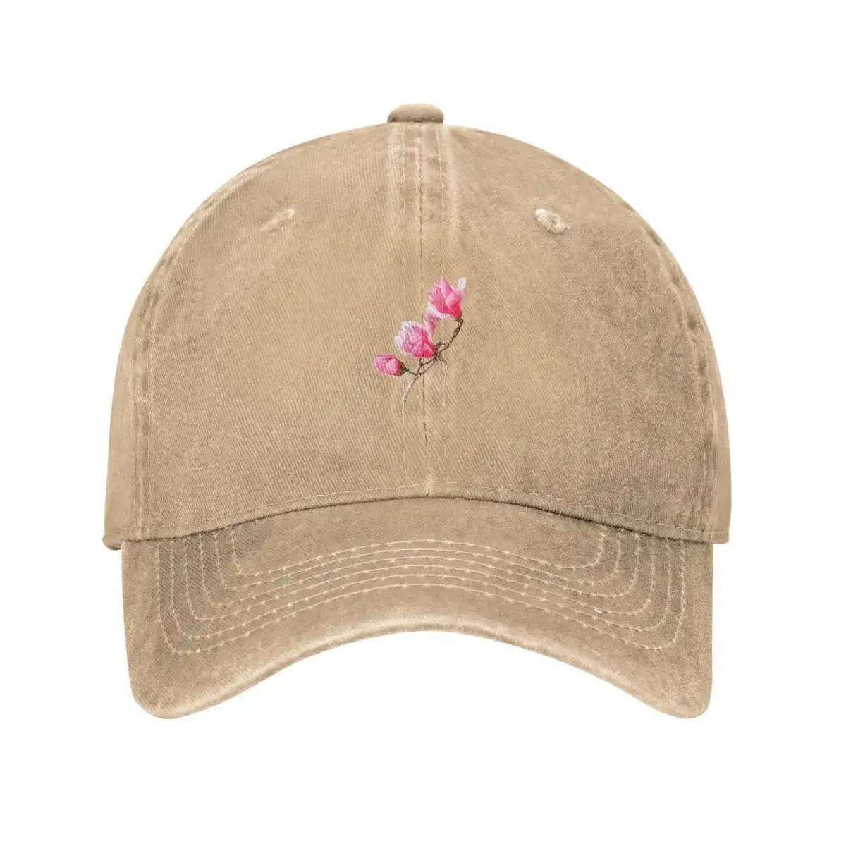 Pink magnolia flower Watercolor Painting Baseball Cap Ball Cap Anime Men Caps Womens