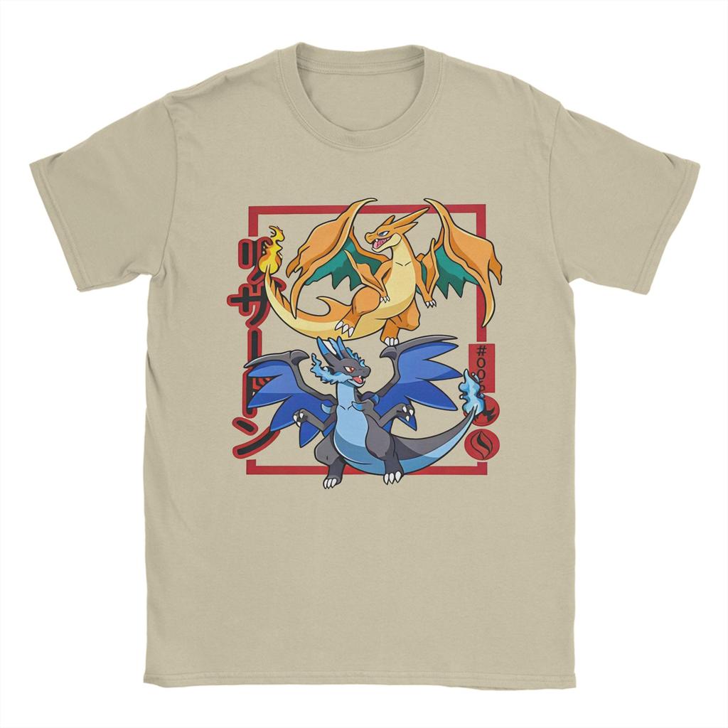 Fashion Draconic Bipedal Charizard TShirts for Unisex Women Round Neck Cotton T Shirt Short Sleeve Tees Big Size Tops