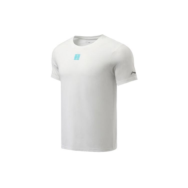 Li Ning Running Series Printed Training Round Neck Short Sleeve T-Shirt Men Tops White ATSR477-1