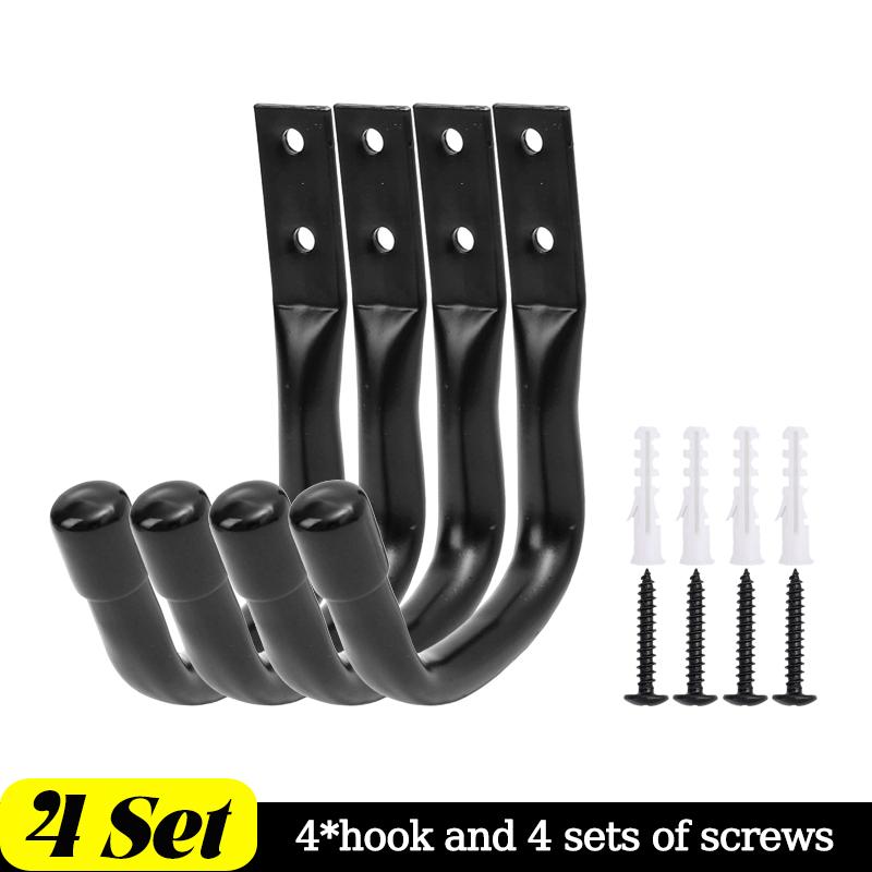 12/2pcs Garage Wall Hooks Heavy Duty J Hook Metal Hanging Wall Mount Storage Rack for Garden Hose Ladders Bike Ski Utility Tools