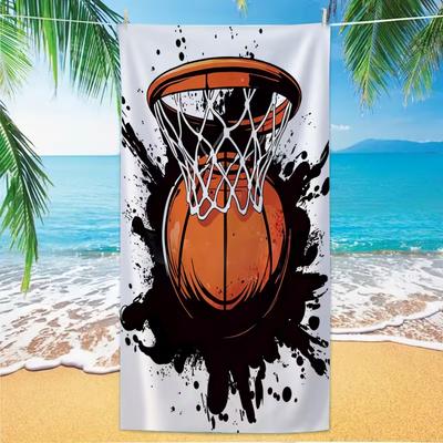 Graffiti Piłka do Koszykówki Nadruk Ręcznik Plażowy Styl Sportowy Szybkoschnący Ręcznik Odporny na Piasek Chłonny Ręcznik na Plażę Basen Siłownię