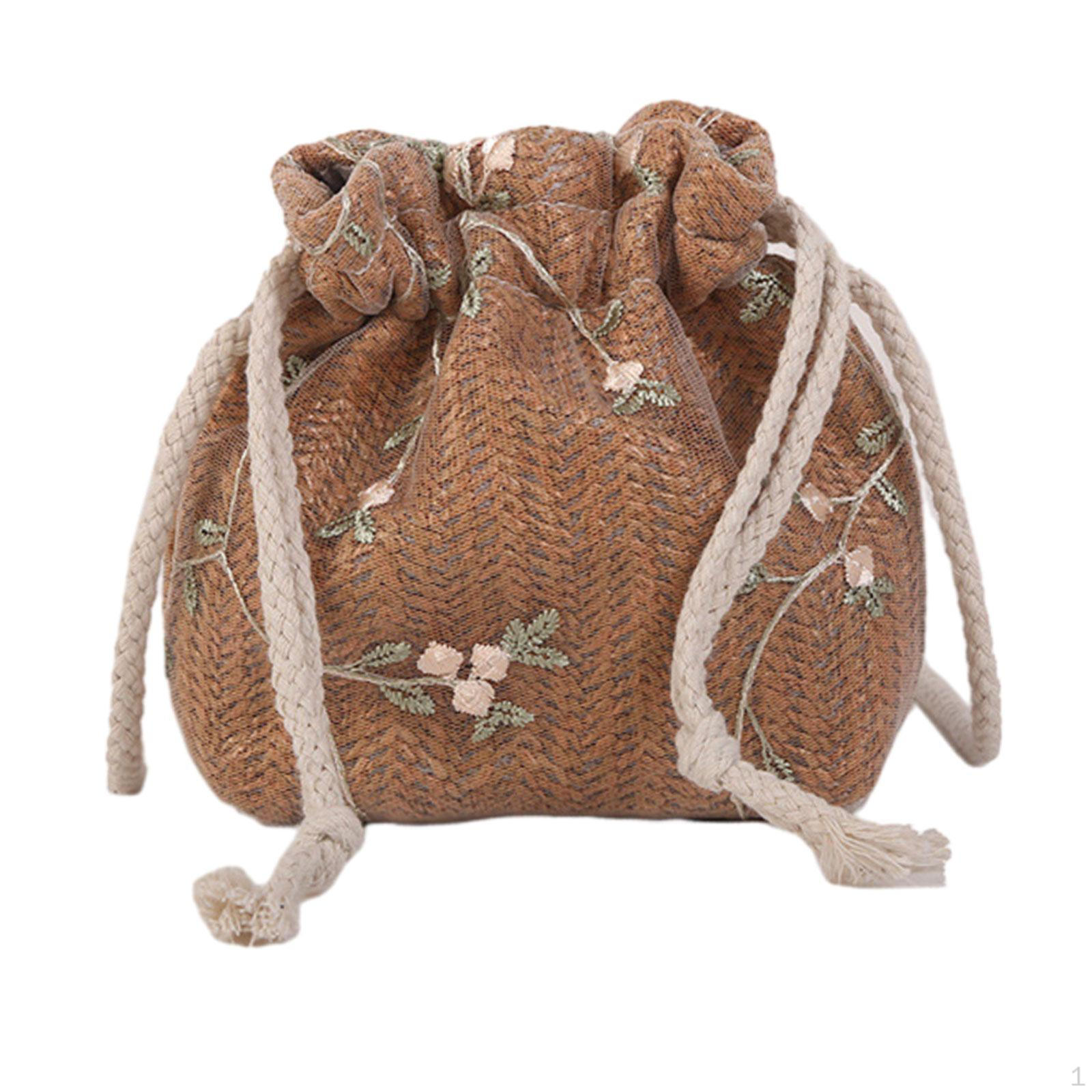 

Женская сумка через плечо на шнурке, простой классический кошелек, женское ведро ручной работы, летнее коричневый