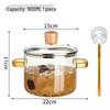 ZISIZ 1.6L High Borosilicate Transparent Glass Pot with Yellow Handle