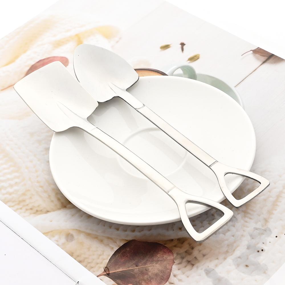 1/2 stk spade skjeer Dessert vannmelon iskremske Kreativ kaffeskje i rustfritt stål Kjøkkenservise Sølv teskje