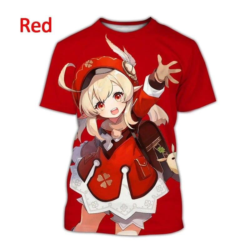 Summer Genshin Impact 3D Printed T-shirt Men's and Women's Anime Shirts Casual Fashion Cool Round Neck Short-sleeved Shirt