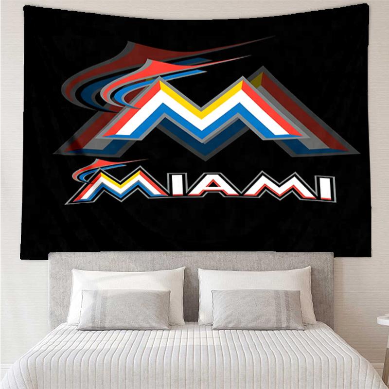 Marlins Team Logo Art Quick-Dry Tapestry Hanging for Bedroom,Livingroom, Playroom,Decor Art Room Wall Tapestry Holiday and Birthday Gifts