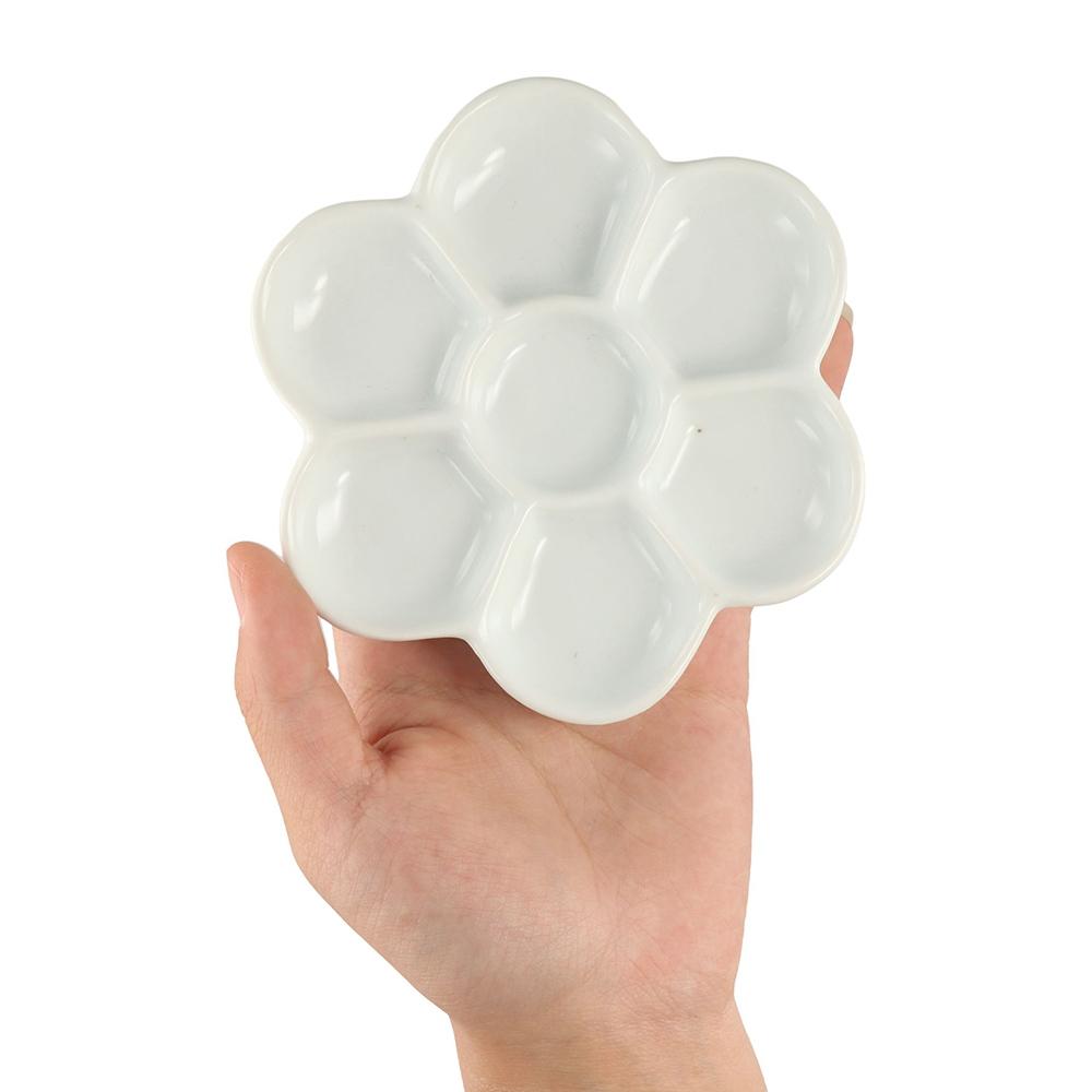 Portable Ceramic Paint Palette 6/7/8/9 Grids Porcelain Palette Mixing Colour Tray  Watercolor Dish