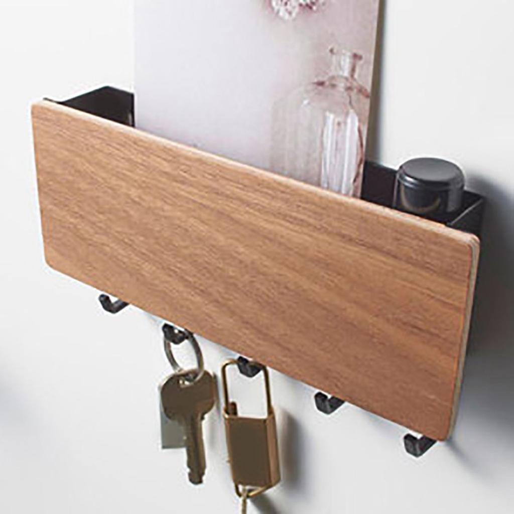 Hallway Wall Holder Wooden Punch Multifunctional Key Holder for Bag Hat Scarf