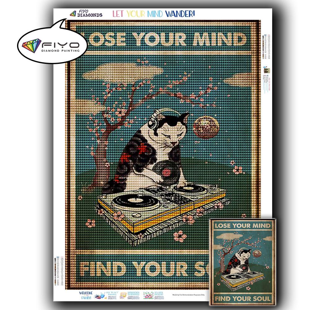 5D DIY Diamond Painting Black Cat Diamond Embroidery Vintage Cartoon Cross Stitch Picture Of Rhinestones Home Decor