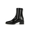 Cowhide~ Two versions of square head rear zipper thick heel elastic high boots women's thin short boots