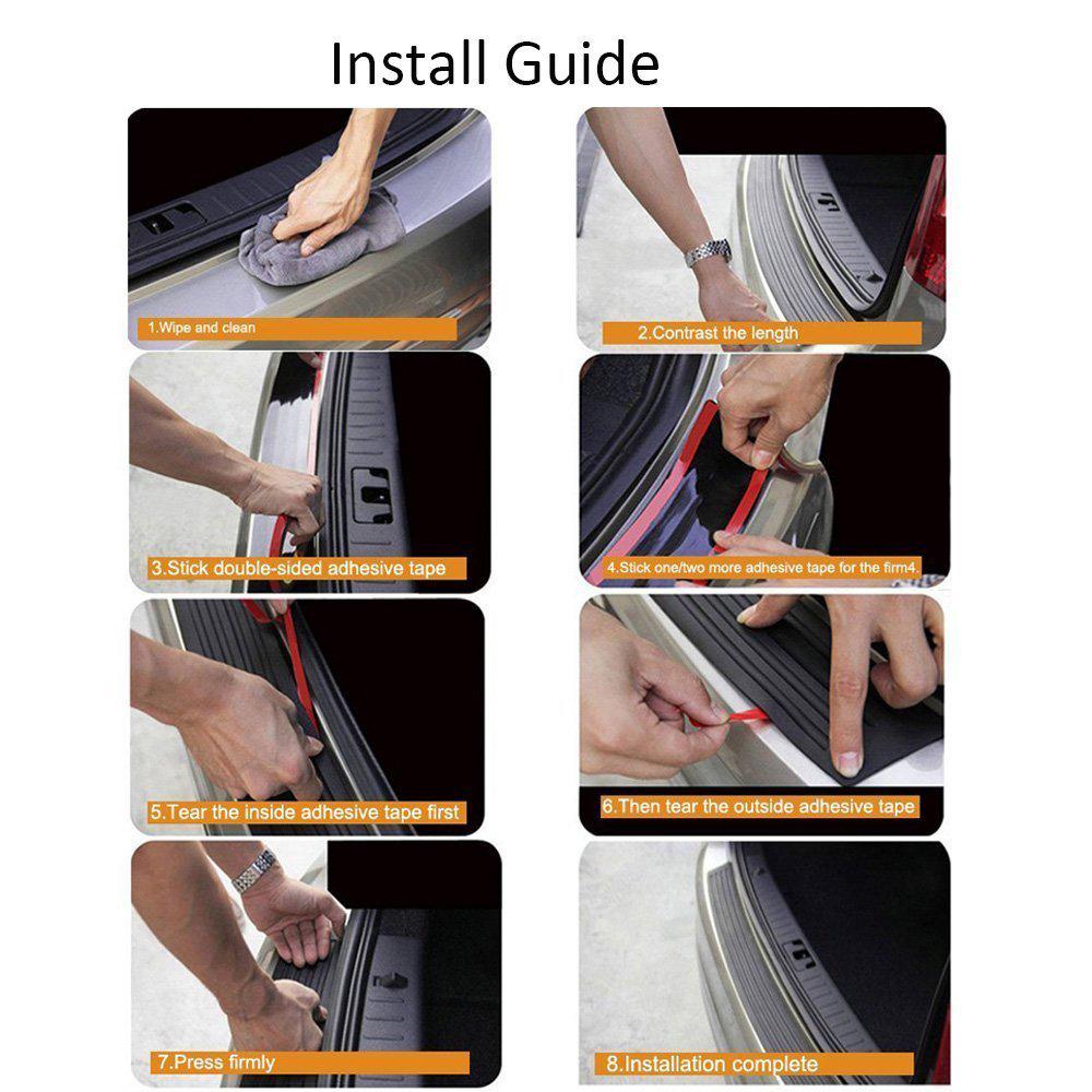 Carbon Fiber Universal Car Trunk Door Guard Strips Sill Plate Protector Rear Bumper Guard Rubber Mouldings Pad Trim Cover