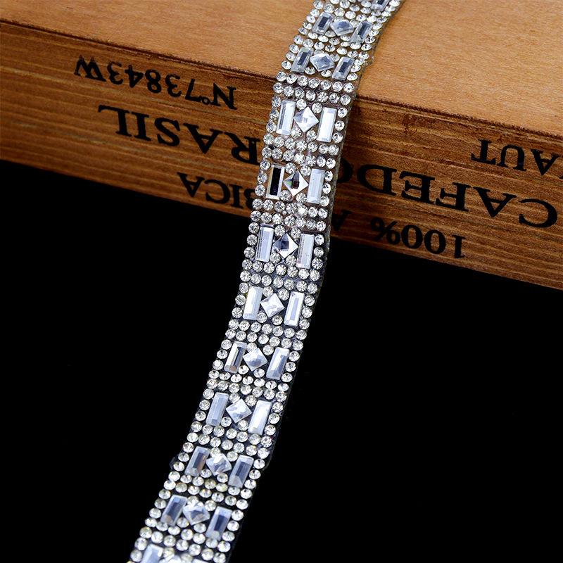 Hot Fix Ribbon Diy Hot-Melt Adhesive Diy Decoration Crystal Ribbon For Belt Embellishment Clothing Decoration Bridal