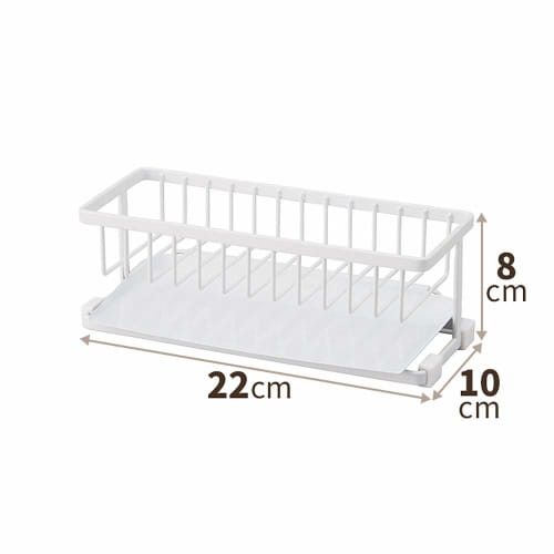 Tenma Rust-Resistant Storage Holder for In-Sink Detergent and Sponges, Kitchen Storage, Detergent & Sponge Rack (with 2-Way Tray), White, Approx. 22 x