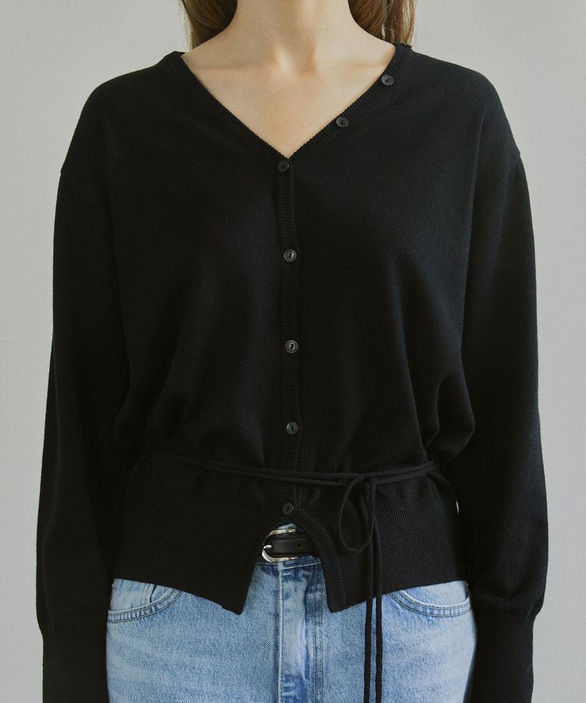 Ihr Button String Cardigan / Black