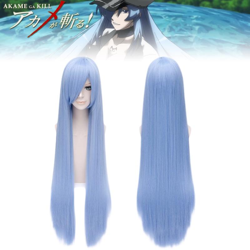 Esdeath Cosplay Wig 100cm Ice Blue Hair Natural Style European Brand