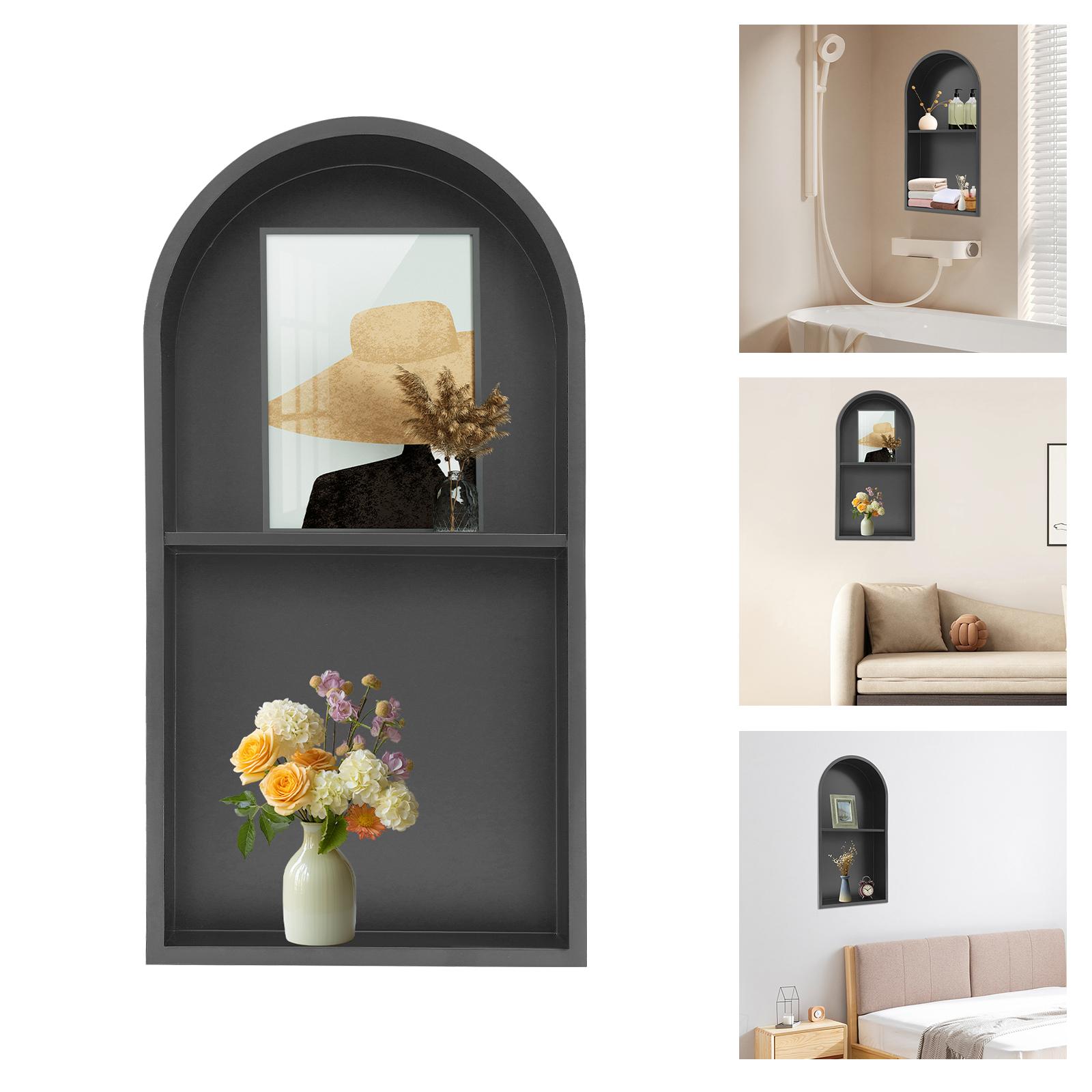 

12*3.94*24in 304 Stainless Steel Niche,Gold/Black/White 2 Tiers Arched Shower Nich Wall-mounted for Bathrooms чёрный