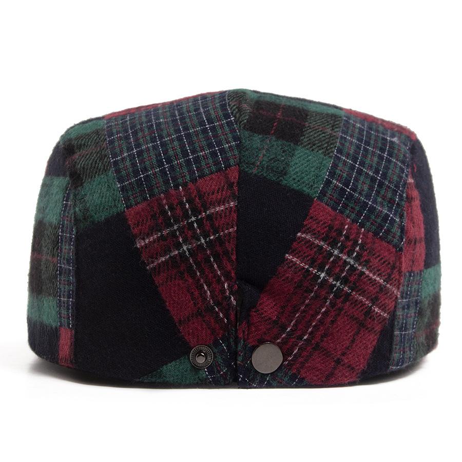 New Y2K Patchwork Plaid Beret For Men Women Retro Flat Cap Vintage Hip Hop Newsboy Hat Unisex Spring Autumn