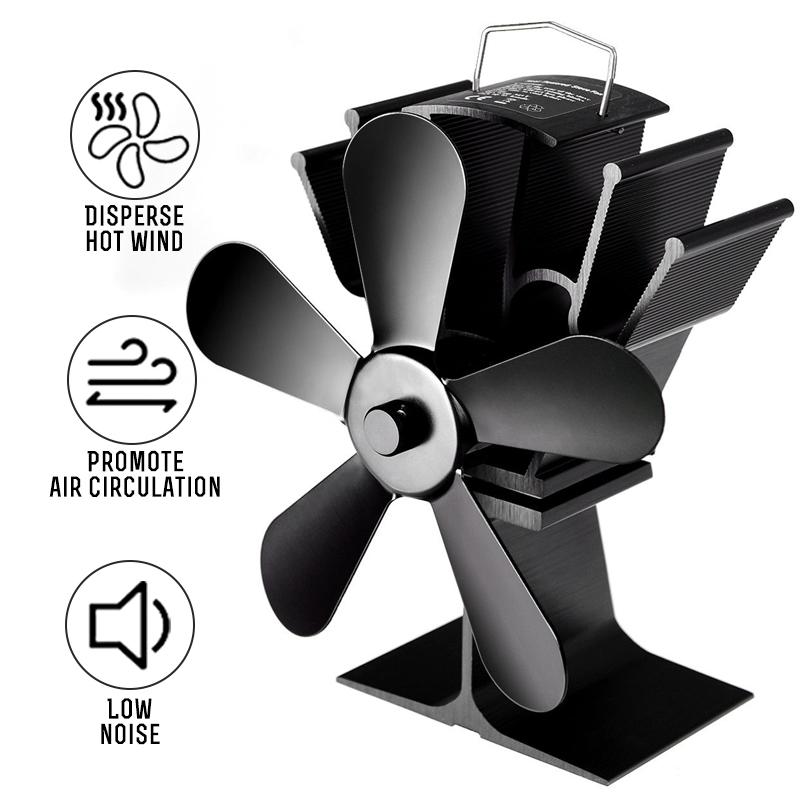 Buy 5 Blades Heat Powered Stove Fan For Wood Burner Fireplace Fuel