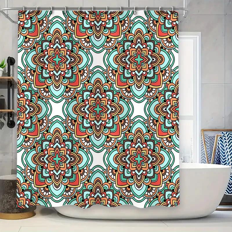 

Modern Blue Red Bath Shower Curtain Decorative Pattern Waterproof Fabric For Bathroom Kitchen Sink Countertop Drape W60H190(CM)-1 Pcs