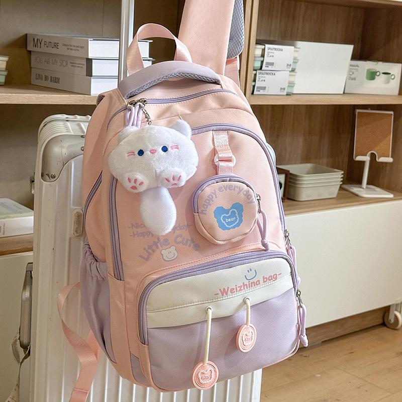 School bag, high value and fresh ins School bag for junior high school students, casual, simple, lightweight and large capacity