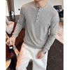 Men S Vintage Long Sleeve Polo Shirt Casual Base Layer