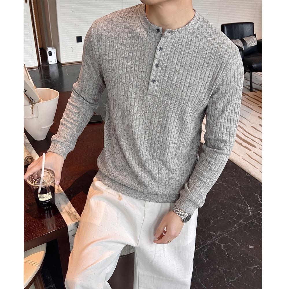 Men S Vintage Long Sleeve Polo Shirt Casual Base Layer