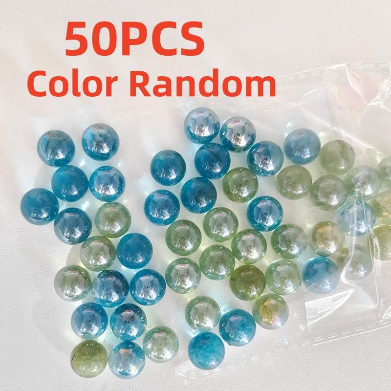 50PCS 14mm Colorful Glass Marbles Toy Kids Marble Balls Run Game Solitaire Toy Accs Vase Filler&Fish Tank Home Toys Gift