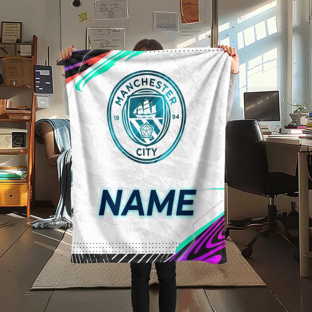 Custom Name MCFC Flannel Blanket, High Quality Comfortable for All Seasons, Home Decor, Warmth and Comfort
