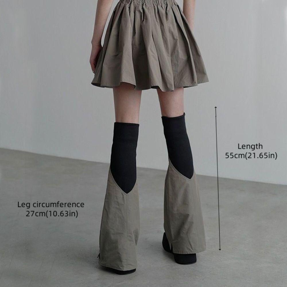 Patchwork Knee High Leg Warmers Punk Over-knee Bell-bottoms Socks Locomotive Style All Match Casual Foot Cover Autumn
