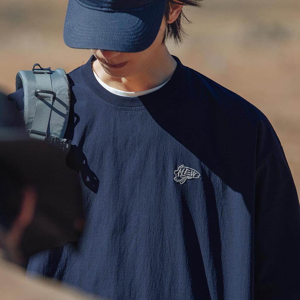 [Easykode] Men's Summer Short-Sleeve T-Shirt, Water-Repellent, Windproof, Stretch, Mountain T-Shirt, Stylish, Embroidered Logo, Fashionable, Cool, Out