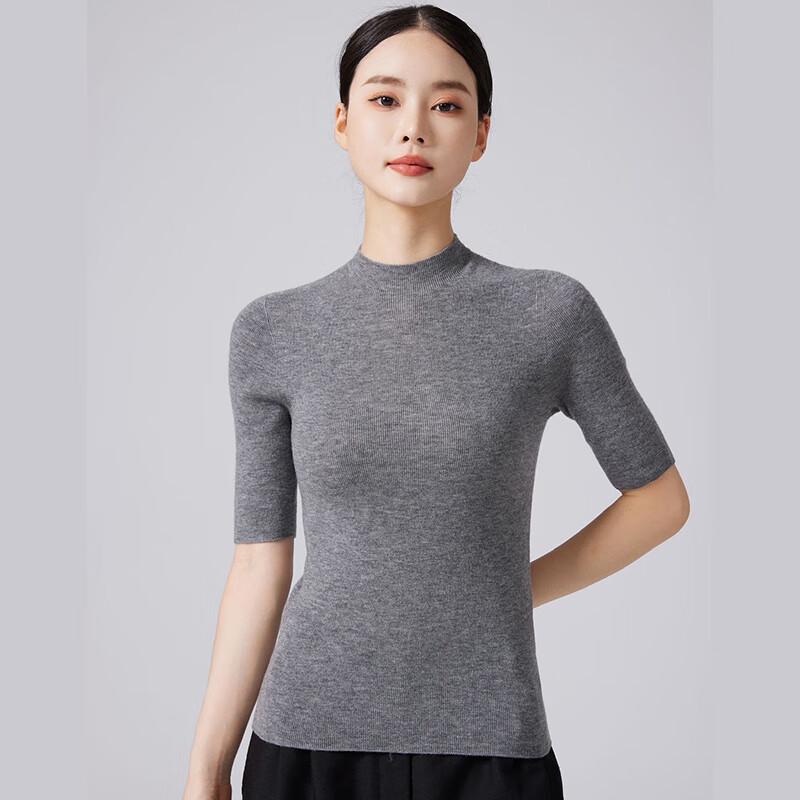 Fengxun Women's 100% Wool Mock Neck Knit Top