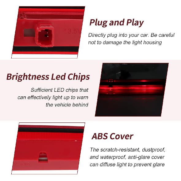 LED Third Brake Light for Ford Escape 2013-2019 No.CJ5Z13A613B/CJ5413A601AD Red 3rd High Mounted Stop Lamp Rear Center High Level Brake Light