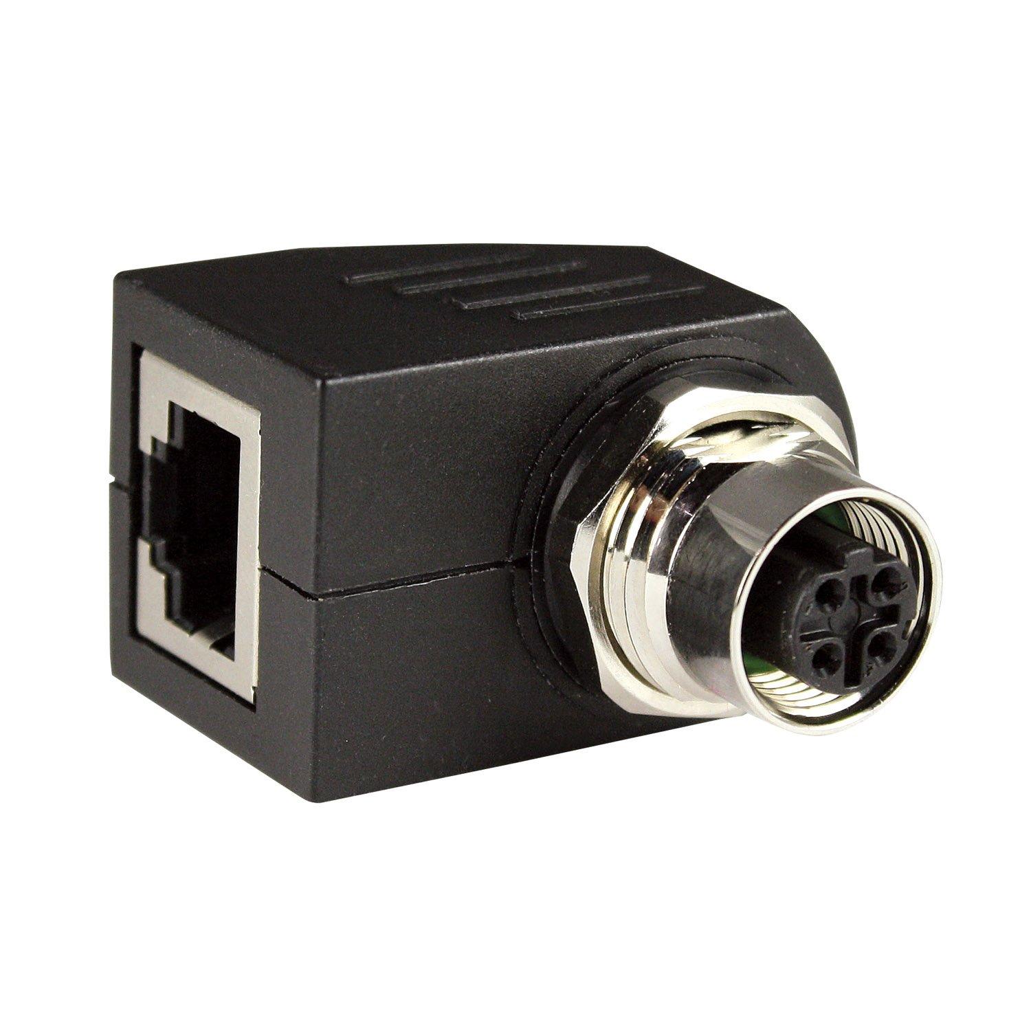 ASI ASITPA-4512FD-RA RJ45 Female to M12 4 pin Female, Right Angle Adapter