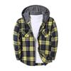 Men's Flannel Plaid Button-Up Shirt Jacket with Hood for Casual Outdoor Wear