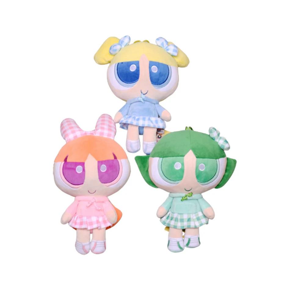 20cm Cartoon Powerpuff Girls Plush Toys Cute Blossom Buttercup Bubbles Gifts For Childr Anime Stuffed Dolls Cuddly Fluffy Huggable Kawaii Comfort