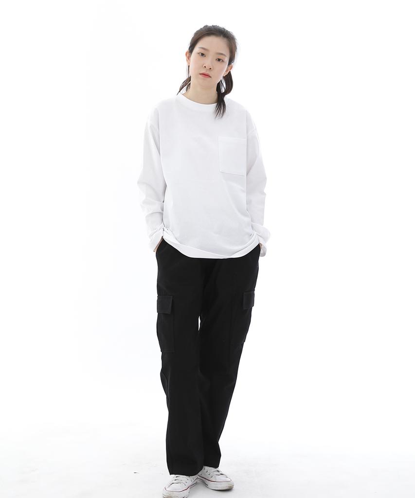Seinteukeulu Twill Cotton Semi-Wide Cargo Pants Cs-301C Black