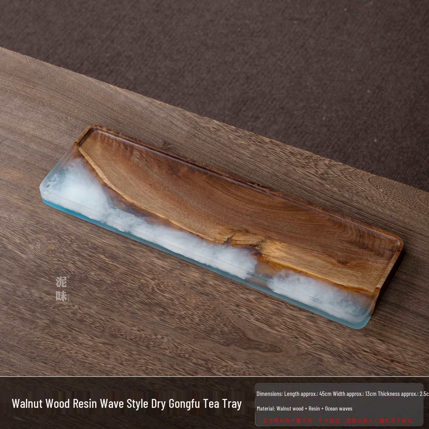 North American Walnut Epoxy Resin Dual Use Tea Tray with Water Storage & Drainage