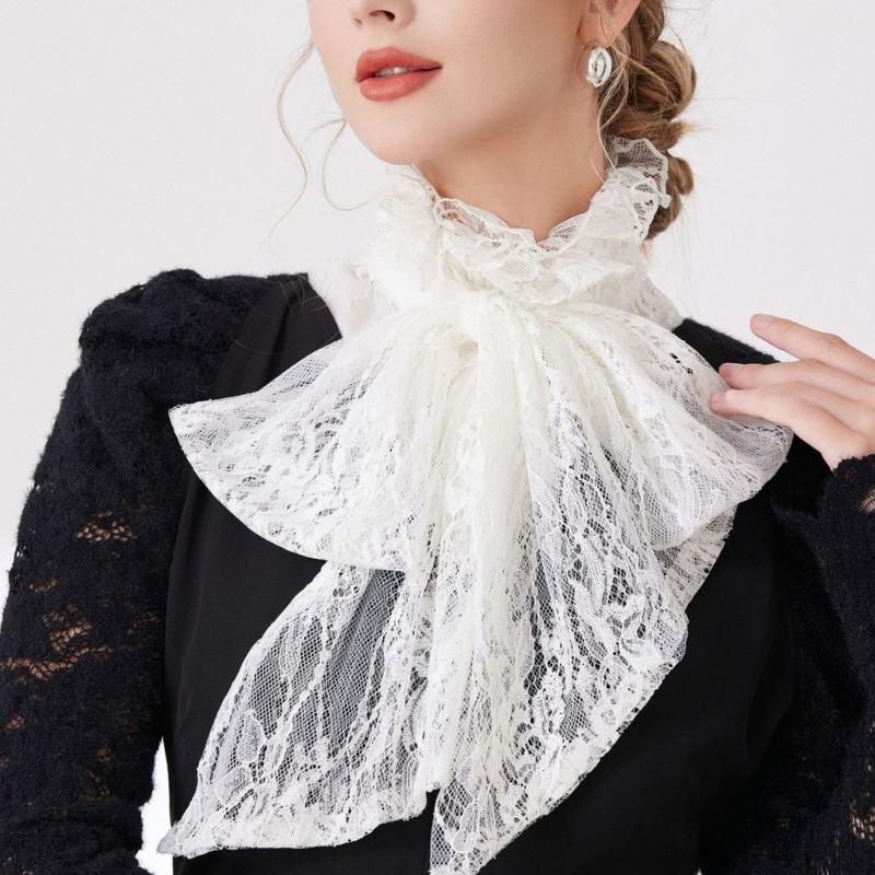 Lace Flower False Collar For Women Sheer Detachable Ruffle Collar Neck Decorative Accessory for Formal Occasion Outfit