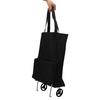 Foldable Shopping Cart with Wheels Multifunctional Fabric Storage Bag Portable Shopping Bag Black