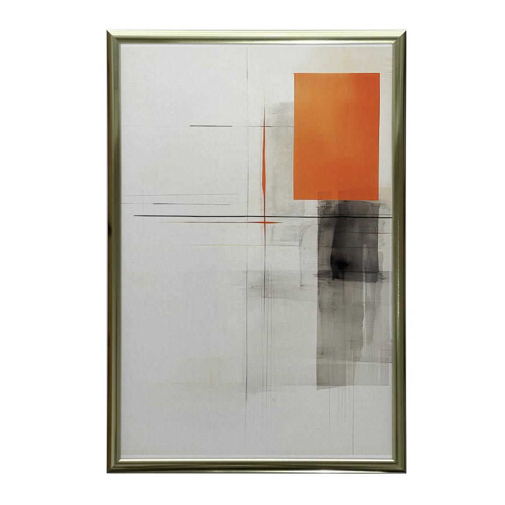 Gra Kształtów W Szarości I Pomarańczy Gra Kształtów W Szarości I Pomarańczy, 30X40 Cm, Rama Aluminiowa Czarna, Papier Matowy 230 Gsm