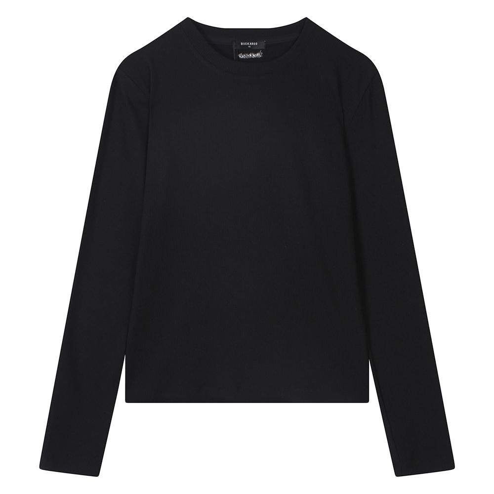 Burkeru Women S Ribbed Long Sleeve Ts Black Black_S