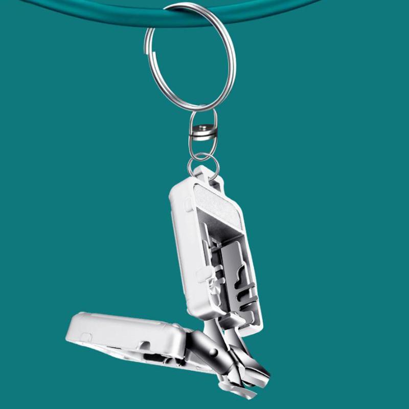 Stříbrný Mini Celokovový Skládací Kleštičky na Nehty Cestovní Přenosné Kleštičky na Nehty s Kroužkem na Klíče Manikúrní Nástroj