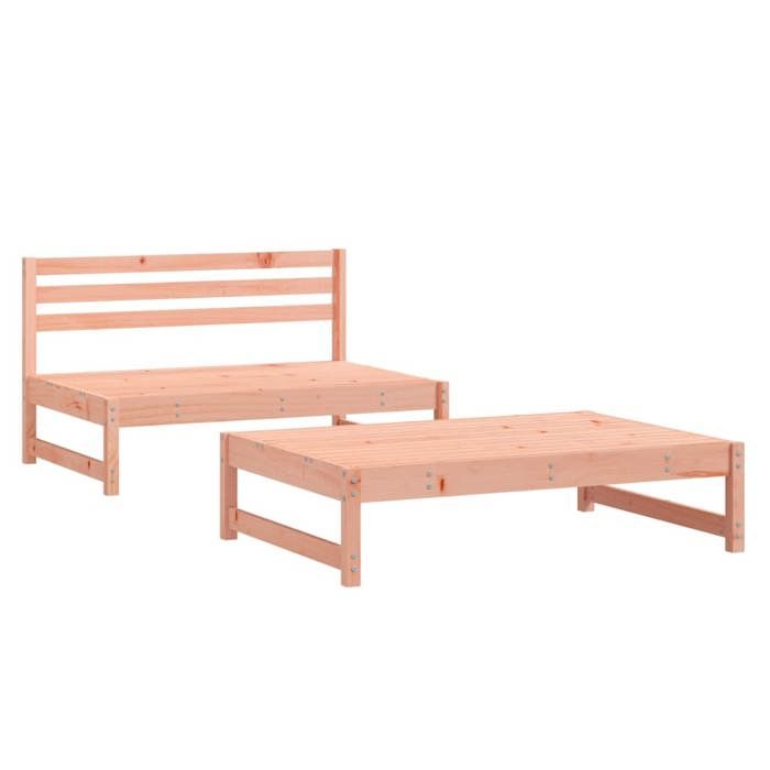 VidaXL Salon de Jardin 2 pcs, Sièges avec Repose-pieds, Ensemble de Meubles, Mobilier de Patio Terrasse, Marron Bois Massif 825728
