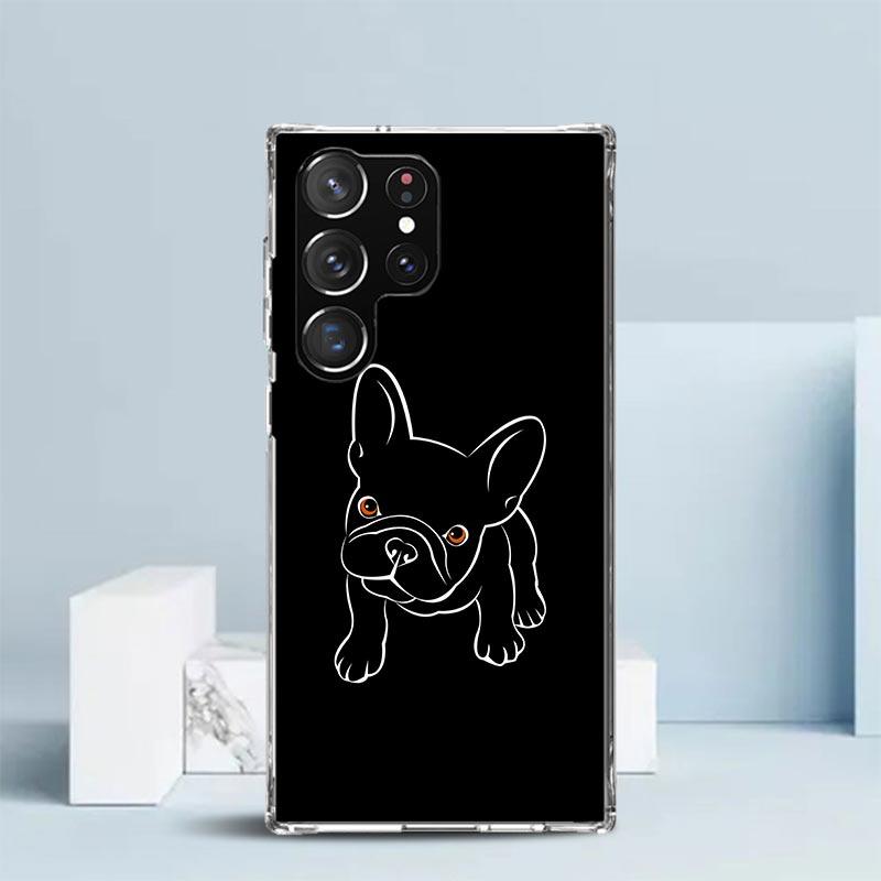 French Bulldog Black White Phone Case For Samsung Galaxy S24 S25 Edge S26 Ultra S22 S23 Plus S21 + S20 FE Soft TPU Back Cover Ga