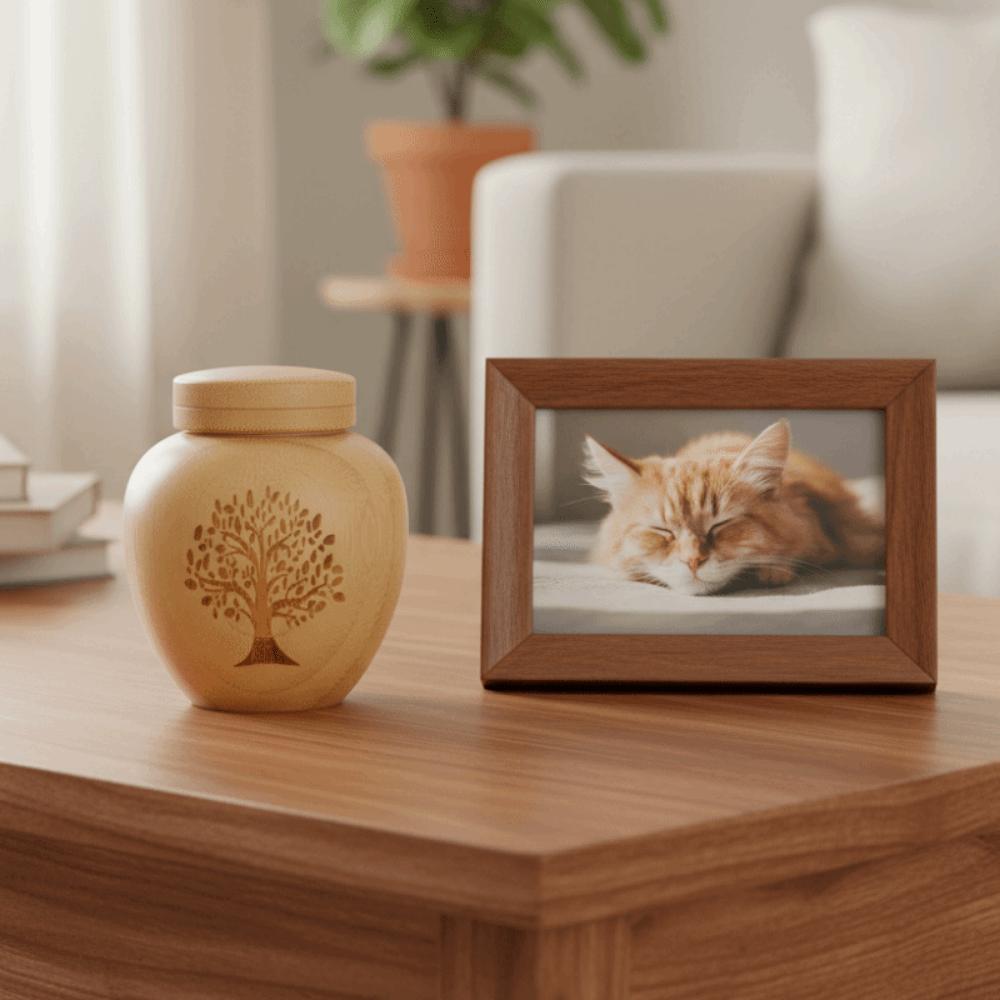 Bamboo Mini Pet Urn Tree Patterns Pet Commemorative Box Dog Keepsake Urns Memorial Gift
